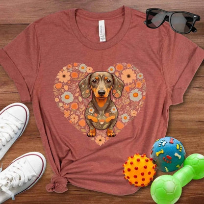 Dachshund Floral Heart Shirt - The Pawsitive Initiative