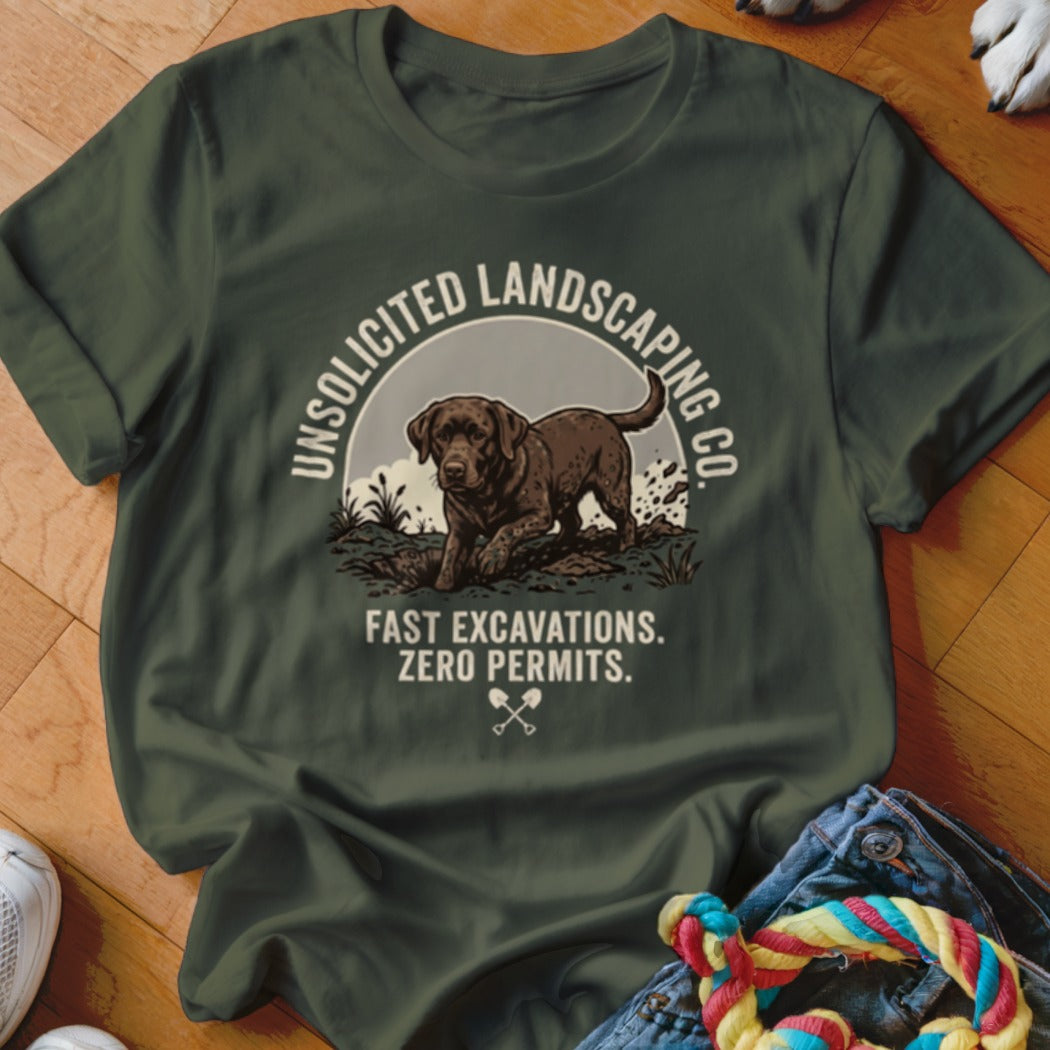 Unsolicited Landscaping Co Chocolate Lab Shirt