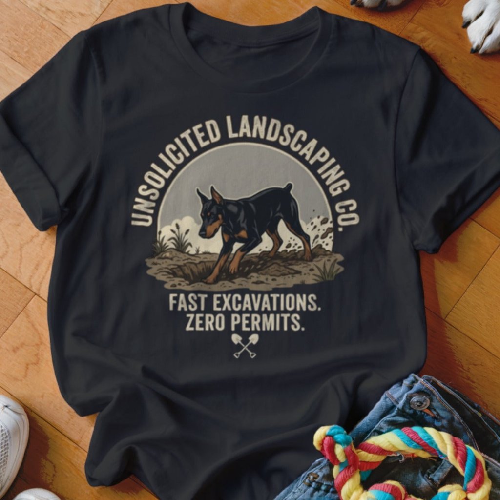 Doberman Unsolicited Landscaping Co Shirt - The Pawsitive Initiative