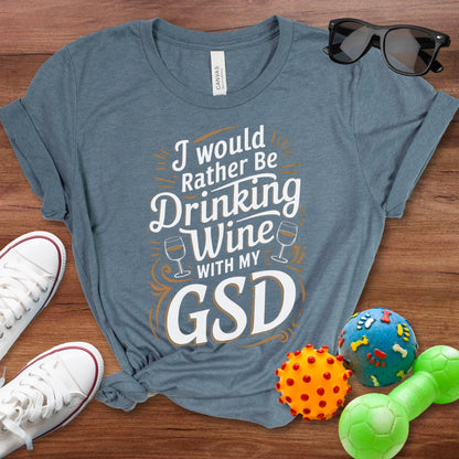 Drinking Wine with my GSD Shirt - The Pawsitive Initiative