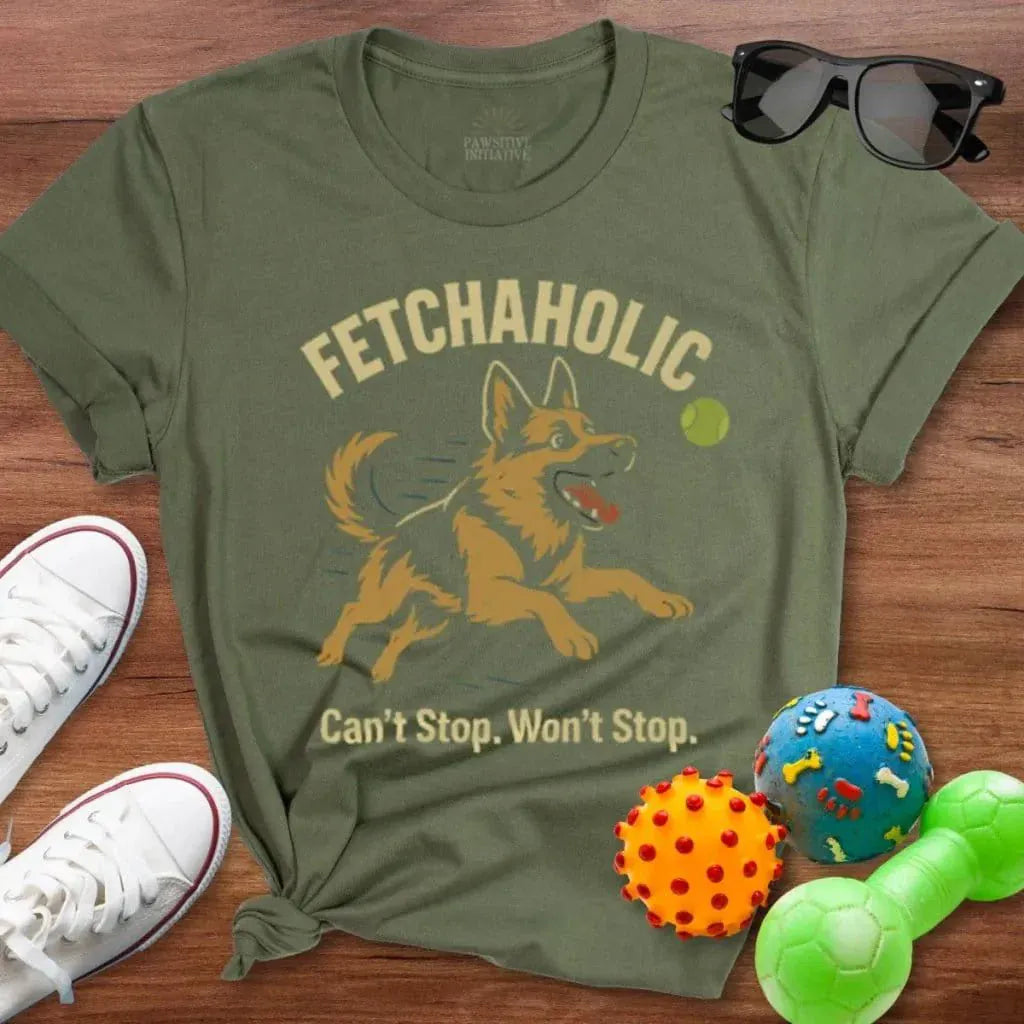 Fetchaholic GSD Shirt - The Pawsitive Initiative