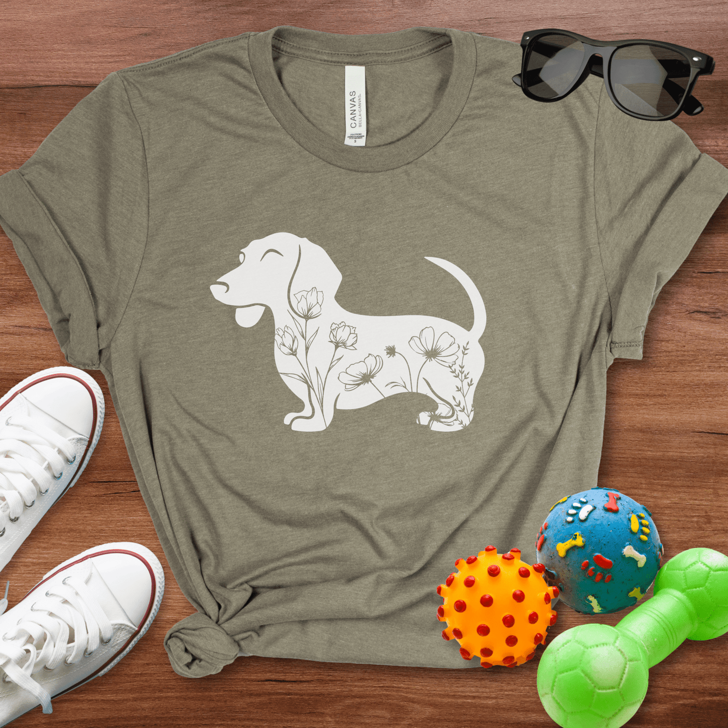 Floral Doxie Shirt - The Pawsitive Initiative