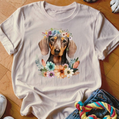 Floral Doxie Watercolor Shirt - The Pawsitive Initiative