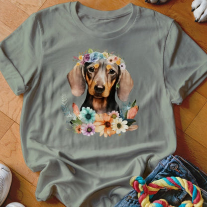 Floral Doxie Watercolor Shirt - The Pawsitive Initiative
