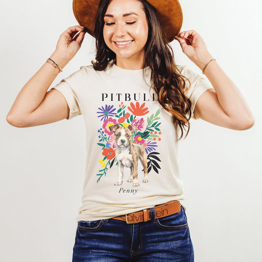 Floral Pitbull Shirt - The Pawsitive Initiative