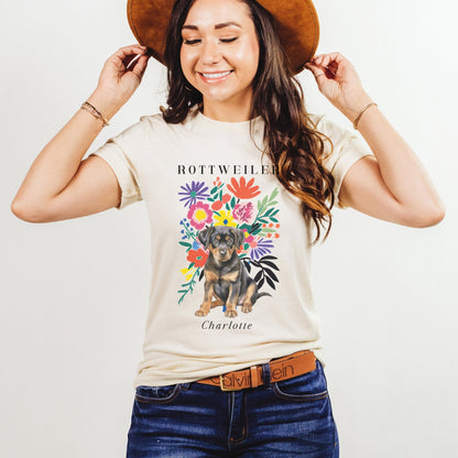 Floral Rottweiler Shirt - The Pawsitive Initiative