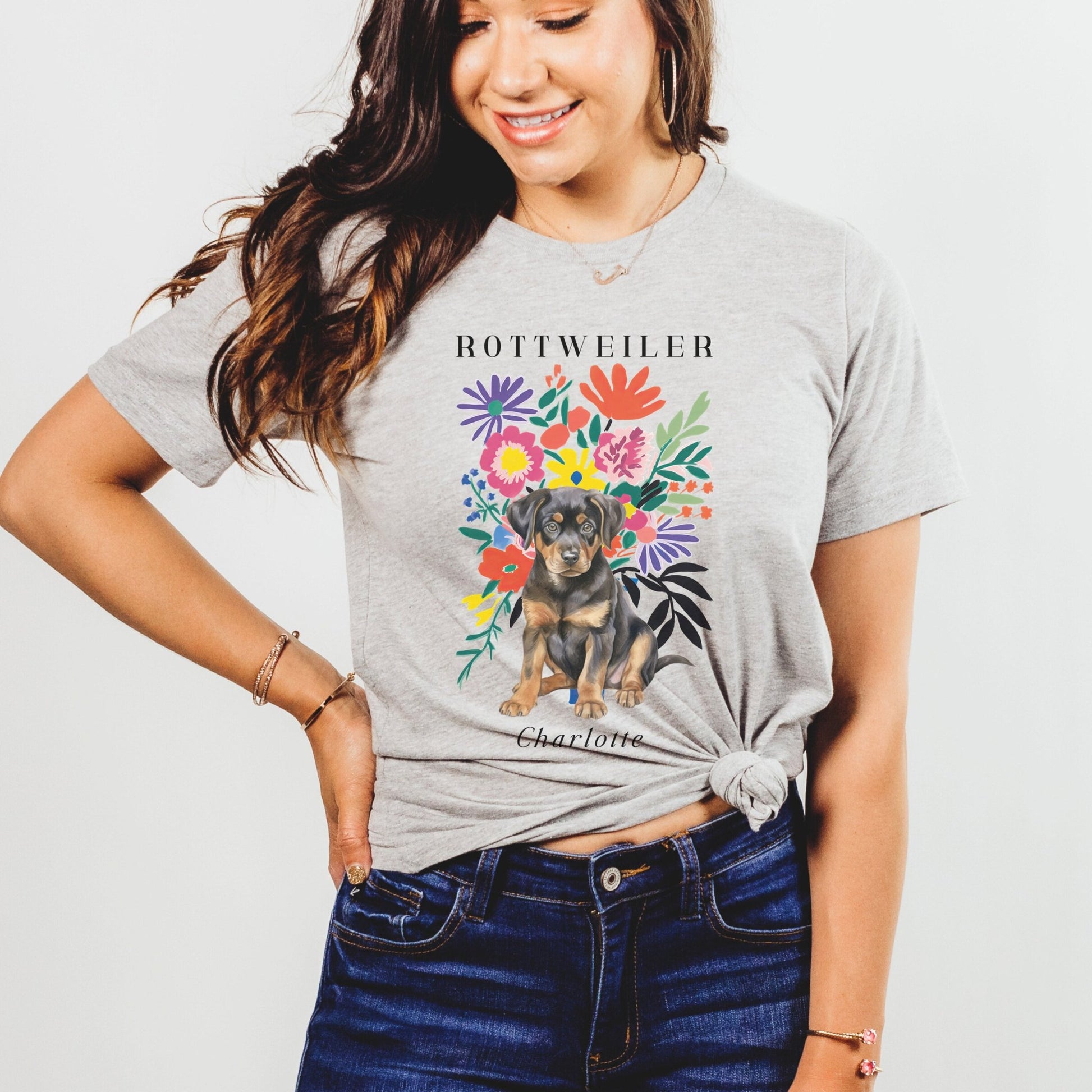 Floral Rottweiler Shirt - The Pawsitive Initiative