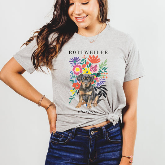 Floral Rottweiler Shirt - The Pawsitive Initiative