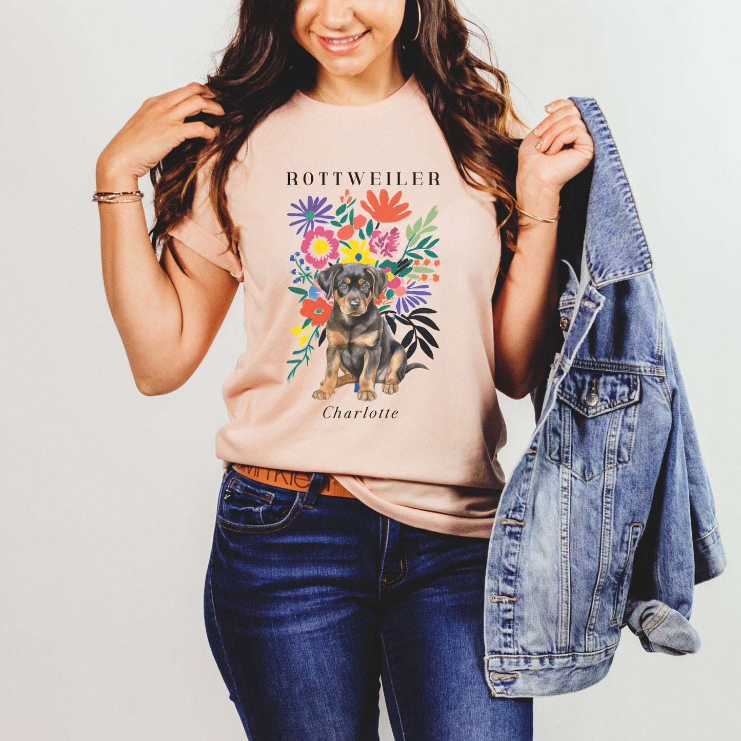 Floral Rottweiler Shirt - The Pawsitive Initiative