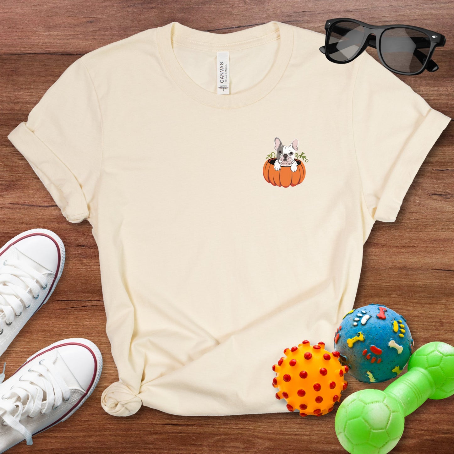 Frenchie in a Pumpkin Shirt - The Pawsitive Initiative