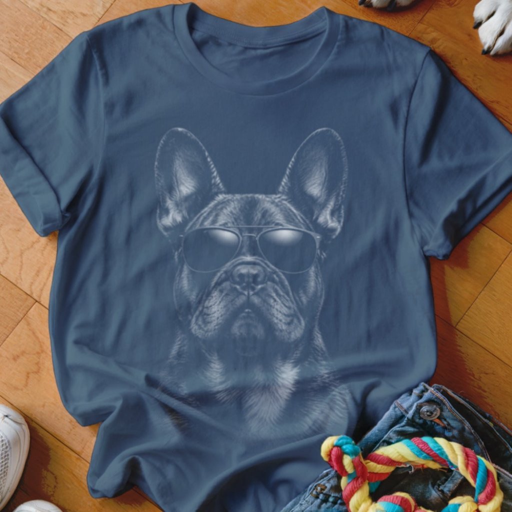 Frenchie in Aviators Shirt - The Pawsitive Initiative