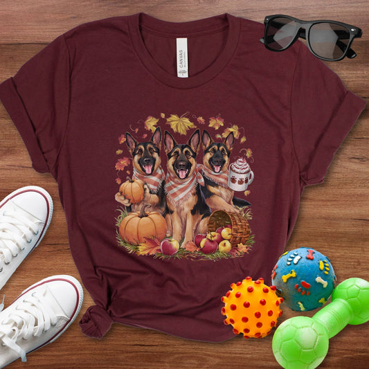 German Shepherd in Fall Shirt - The Pawsitive Initiative