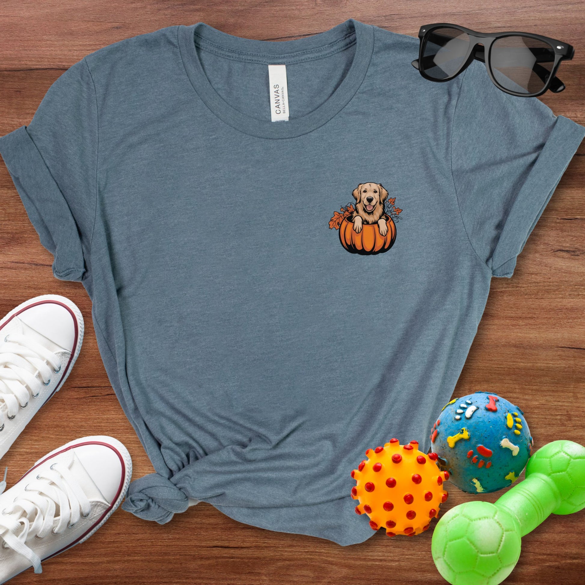 Golden Retriever in a Pumpkin Shirt - The Pawsitive Initiative