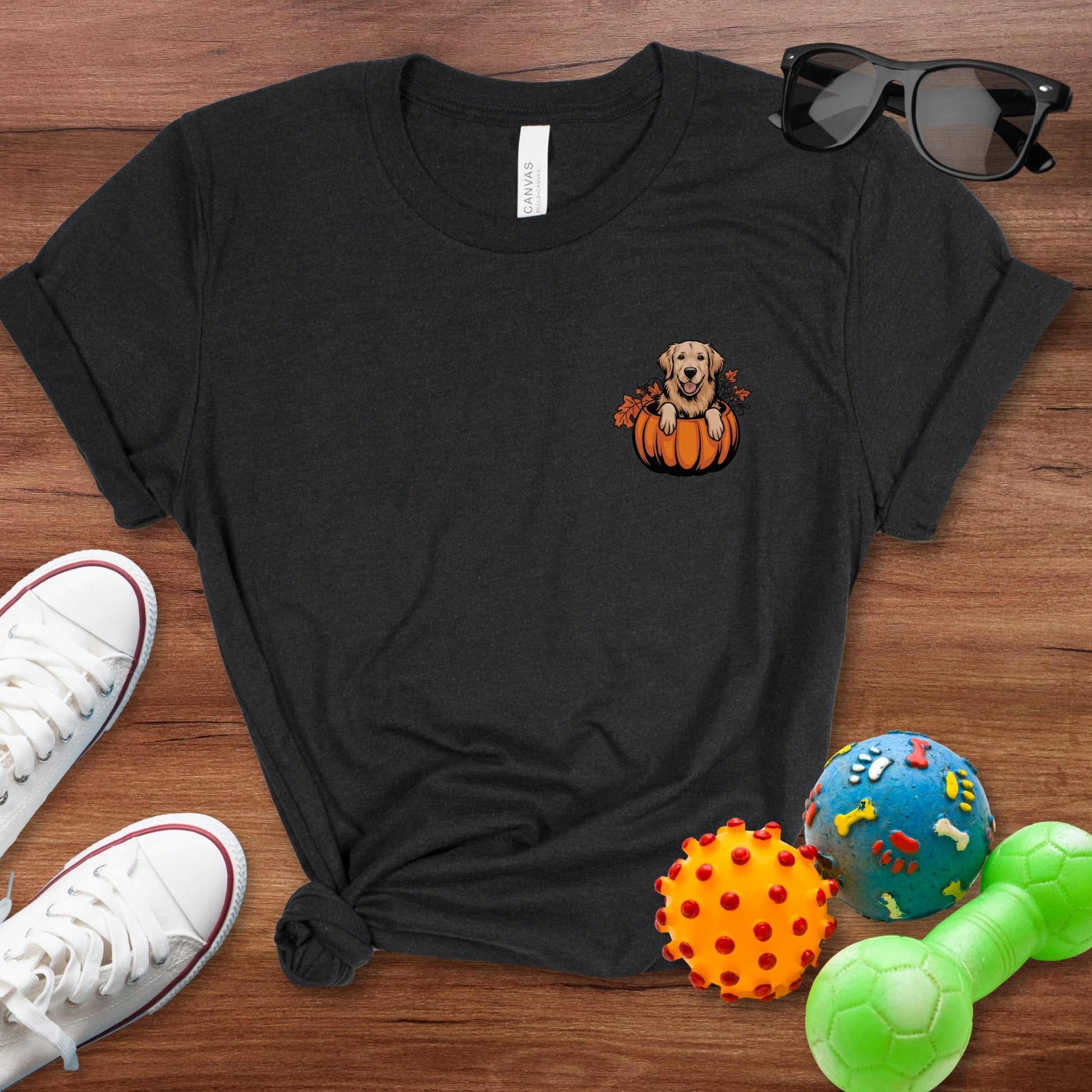 Golden Retriever in a Pumpkin Shirt - The Pawsitive Initiative