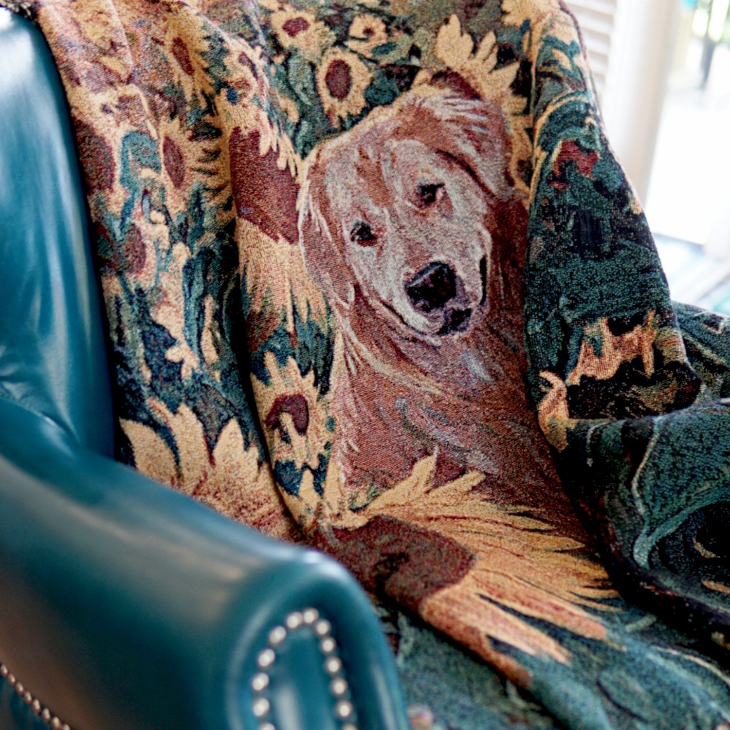 Golden Retriever in a Sunflower Field Blanket - The Pawsitive Initiative