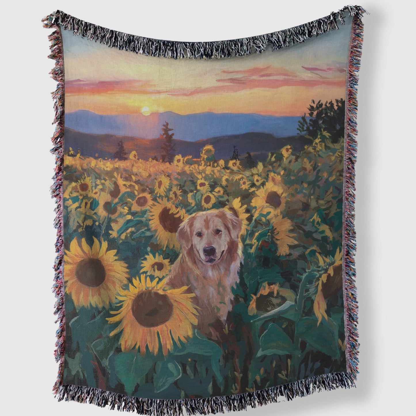 Golden Retriever in a Sunflower Field Blanket - The Pawsitive Initiative