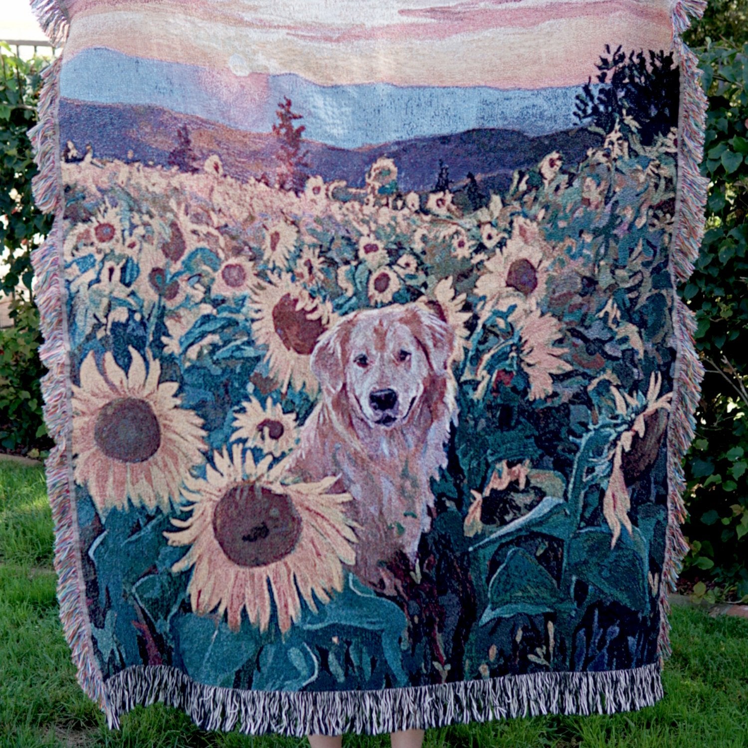 Golden Retriever in a Sunflower Field Blanket - The Pawsitive Initiative