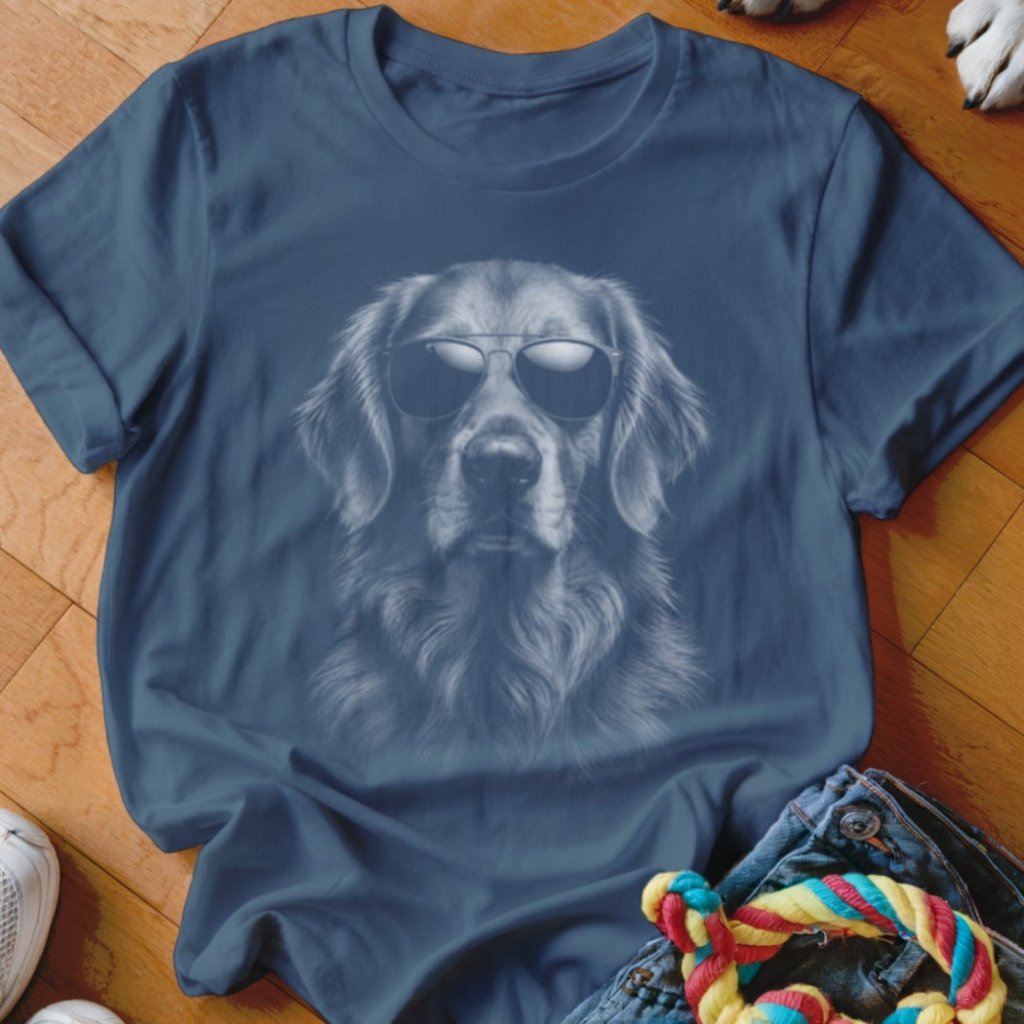 Golden Retriever in Aviators Shirt - The Pawsitive Initiative