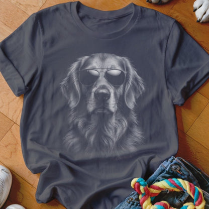 Golden Retriever in Aviators Shirt - The Pawsitive Initiative