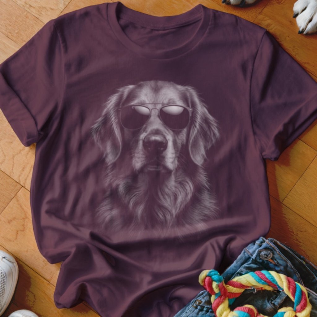 Golden Retriever in Aviators Shirt - The Pawsitive Initiative