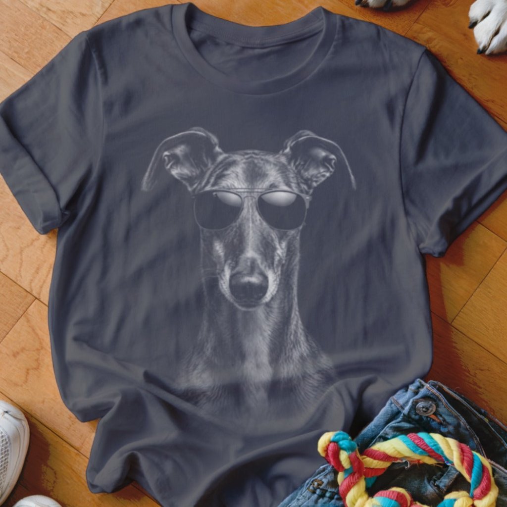 Greyhound in Aviators Shirt - The Pawsitive Initiative