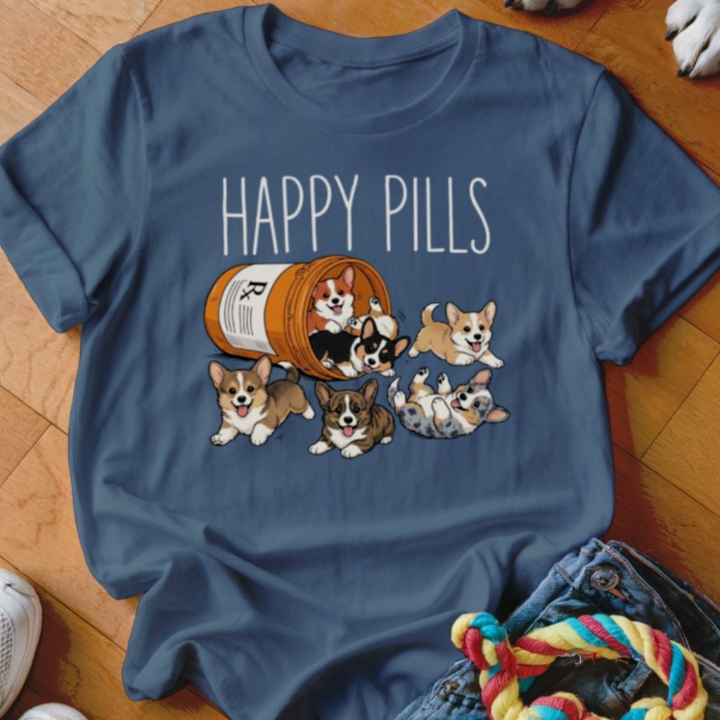 Happy Pills Corgi Shirt - The Pawsitive Initiative