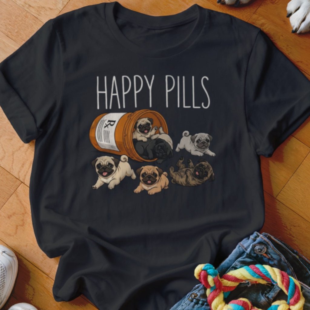 Happy Pills Pug Shirt - The Pawsitive Initiative