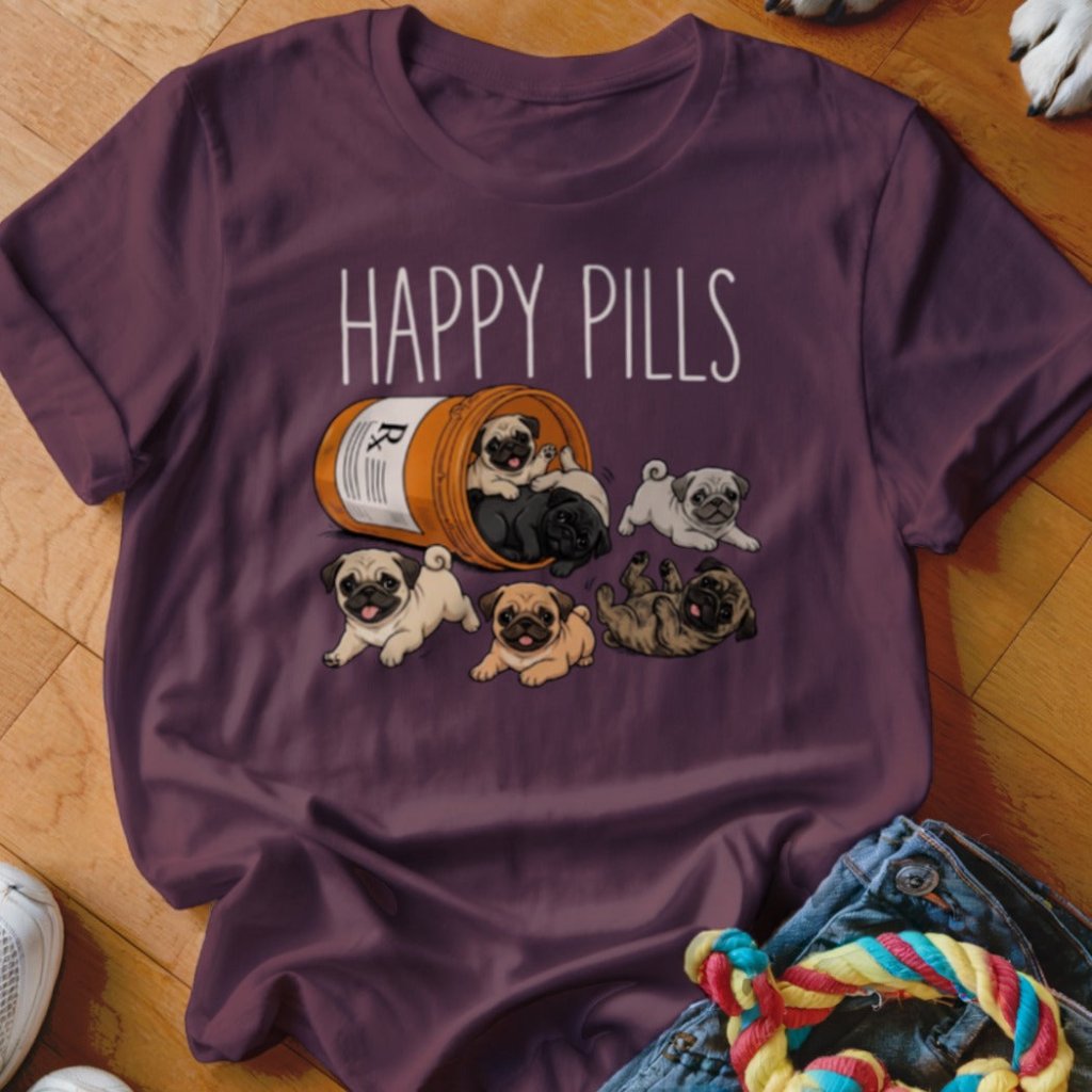 Happy Pills Pug Shirt - The Pawsitive Initiative