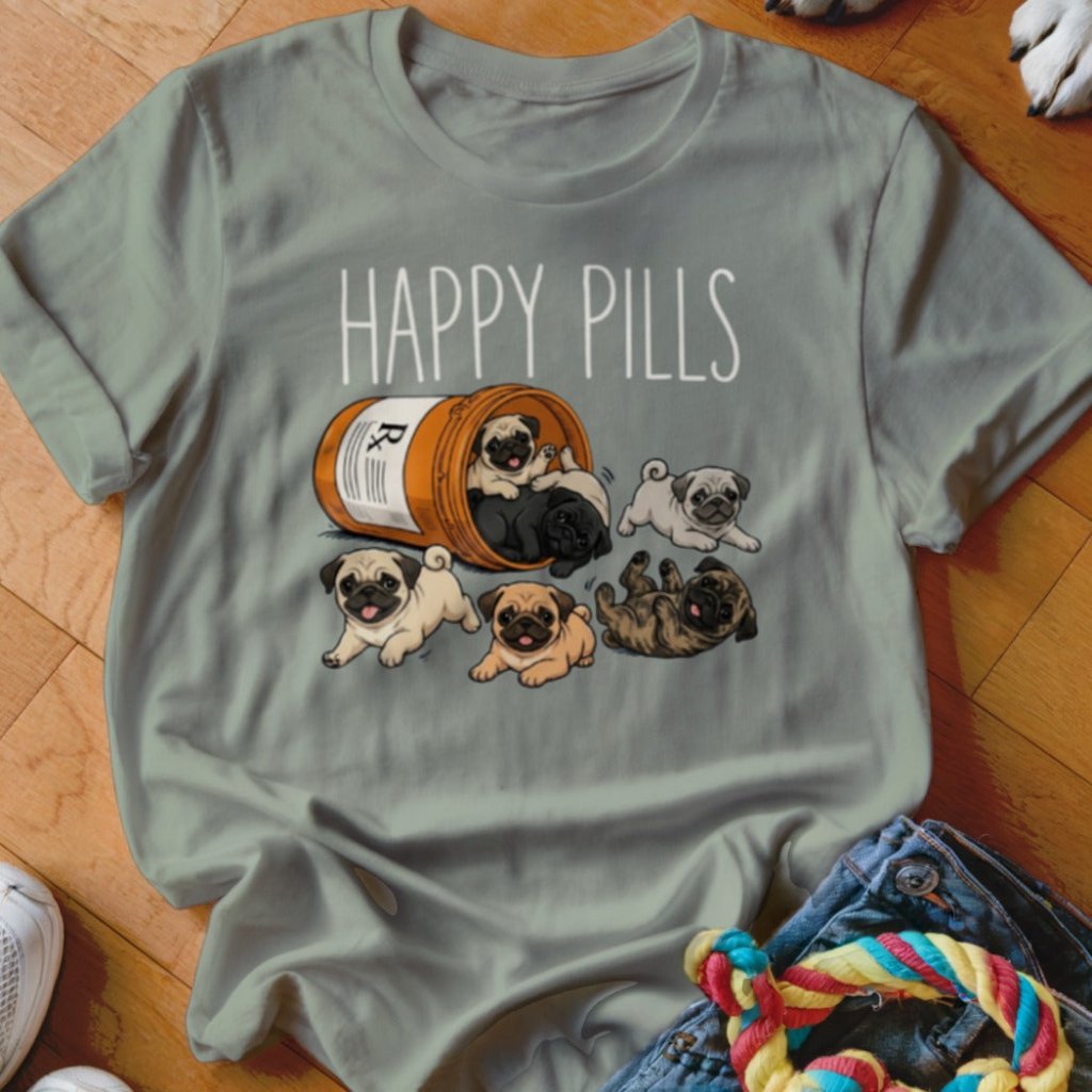 Happy Pills Pug Shirt - The Pawsitive Initiative