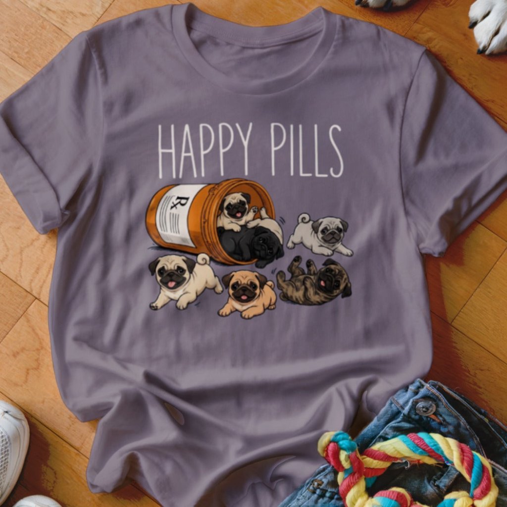 Happy Pills Pug Shirt - The Pawsitive Initiative