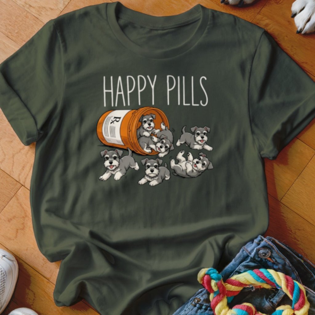 Happy Pills Schnauzer Shirt - The Pawsitive Initiative