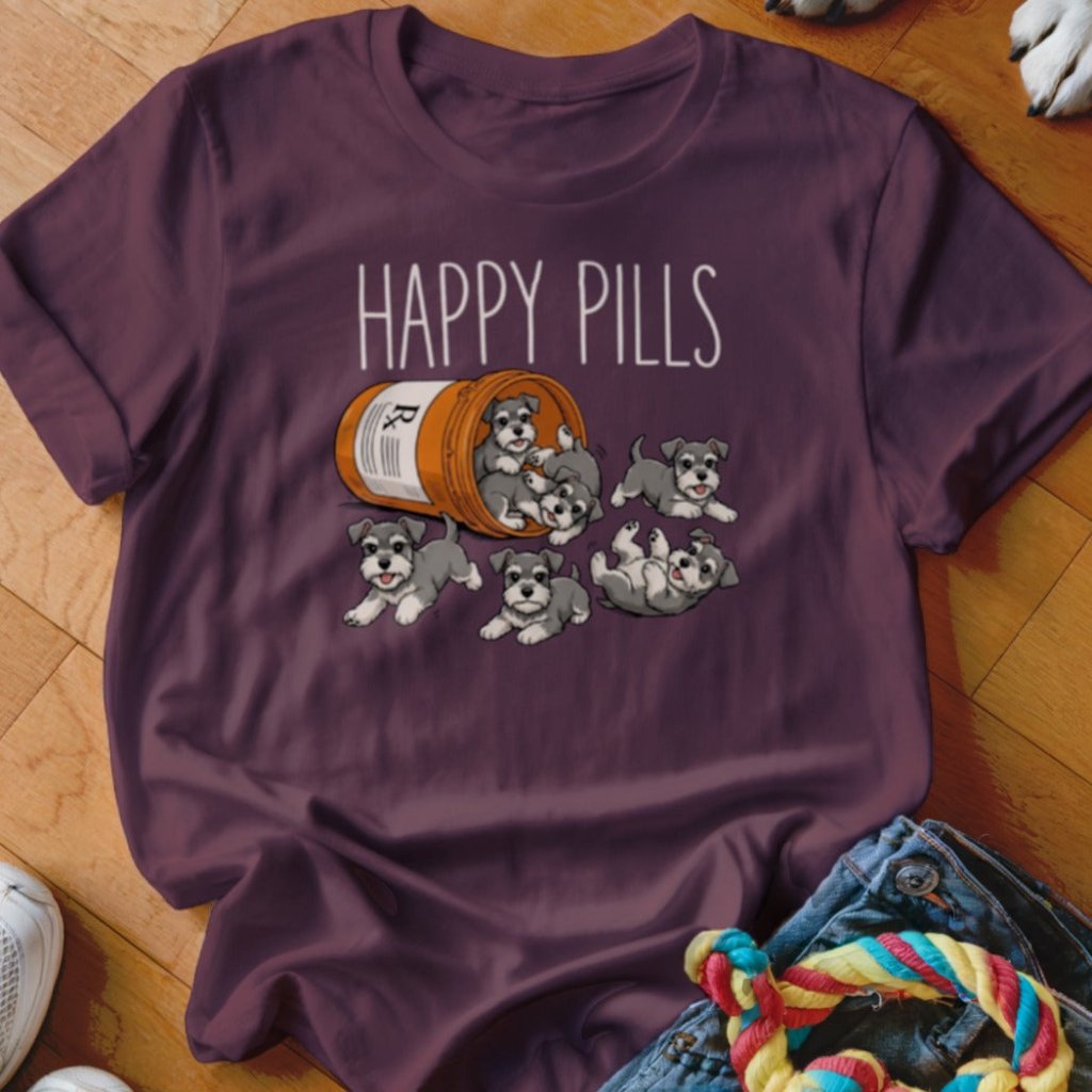 Happy Pills Schnauzer Shirt - The Pawsitive Initiative
