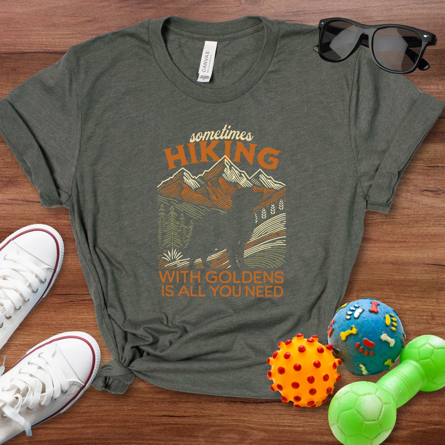 Hiking with Goldens Shirt - The Pawsitive Initiative