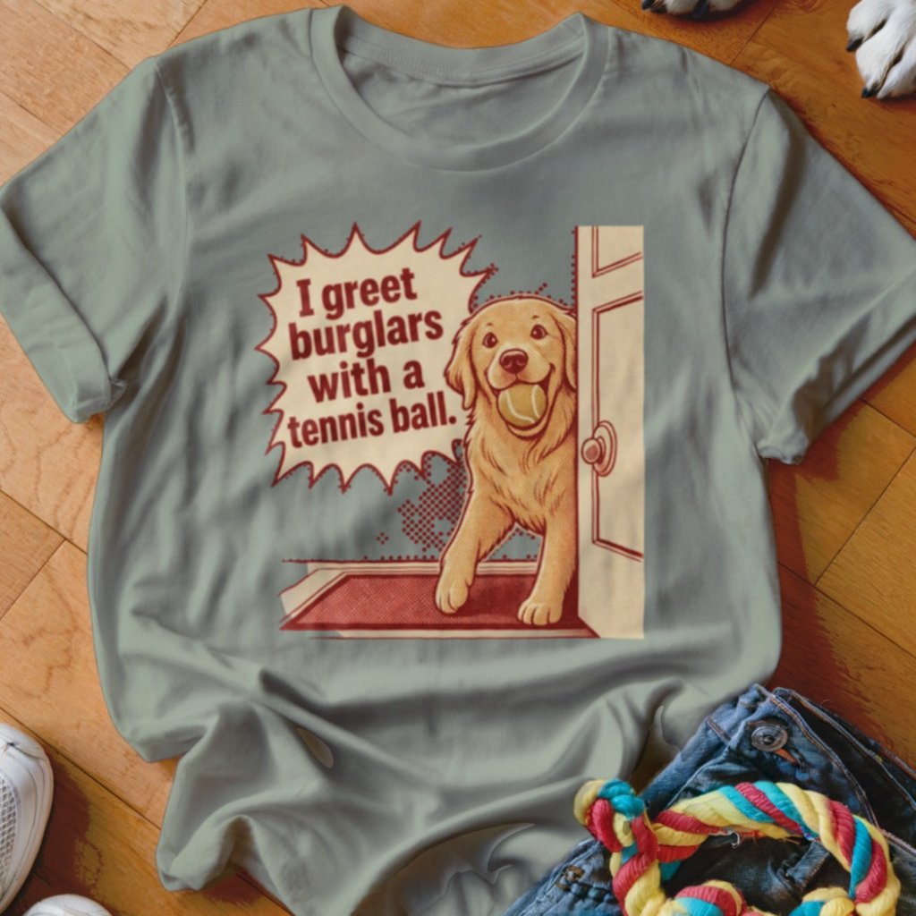 I Greet Burglars With A Tennis Ball Shirt - The Pawsitive Initiative