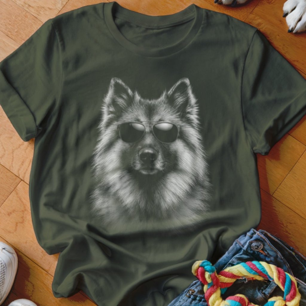Keeshond in Aviators Shirt - The Pawsitive Initiative