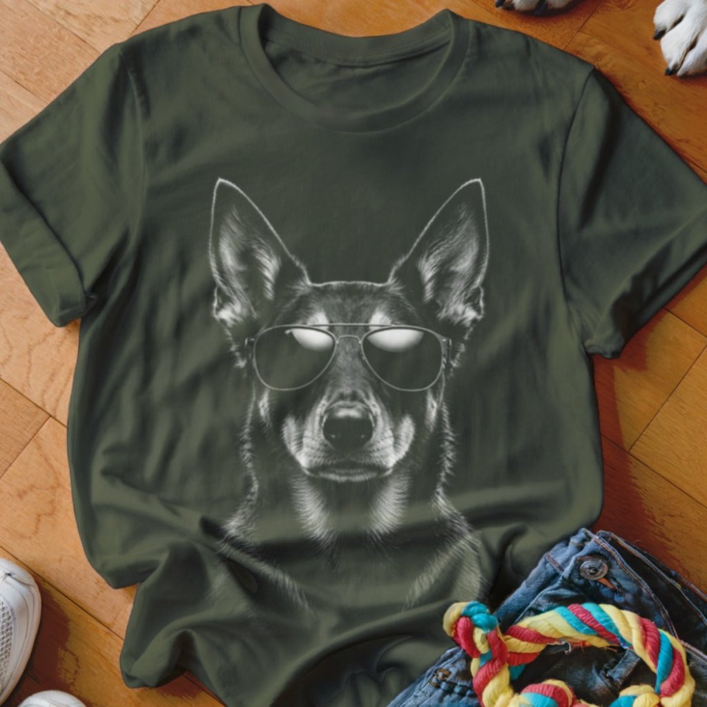 Kelpie in Aviators Shirt - The Pawsitive Initiative