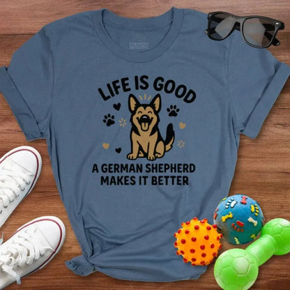 Life is Good GSD Shirt - The Pawsitive Initiative