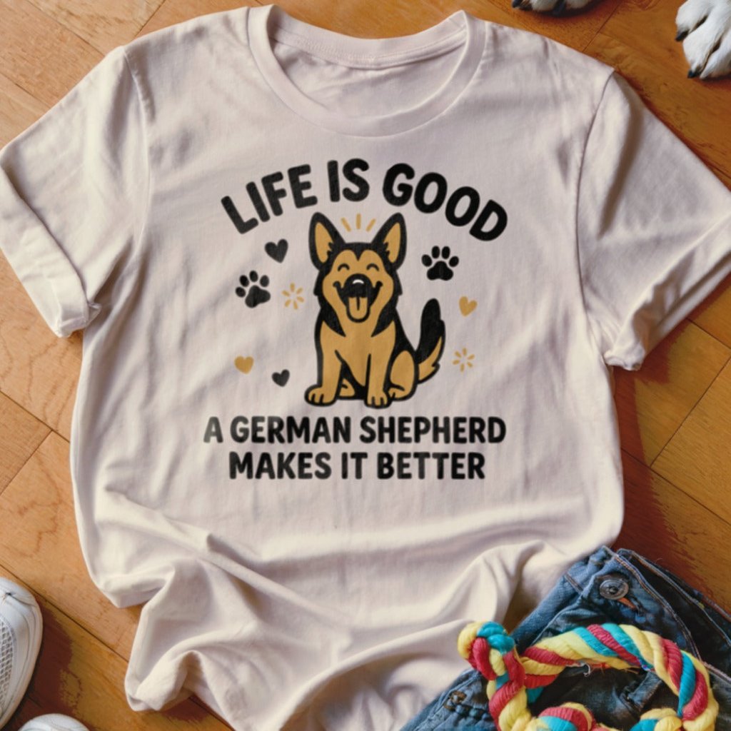 Life is Good GSD Shirt - The Pawsitive Initiative