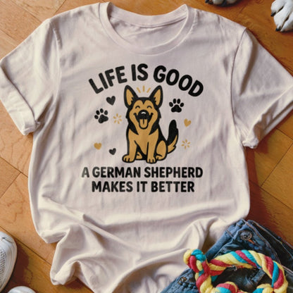 Life is Good GSD Shirt - The Pawsitive Initiative