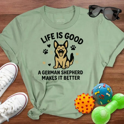 Life is Good GSD Shirt - The Pawsitive Initiative