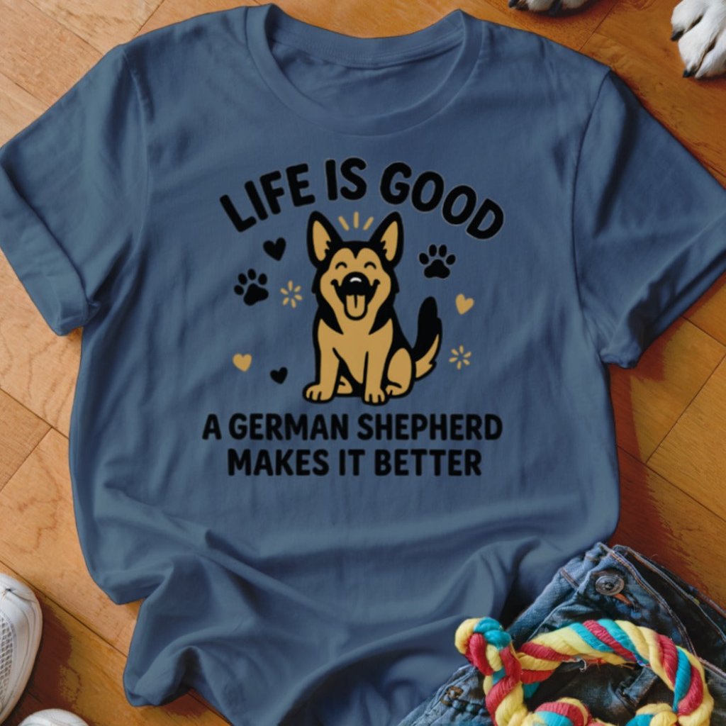 Life is Good GSD Shirt - The Pawsitive Initiative