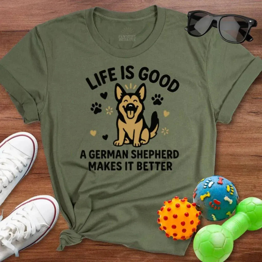 Life is Good GSD Shirt - The Pawsitive Initiative