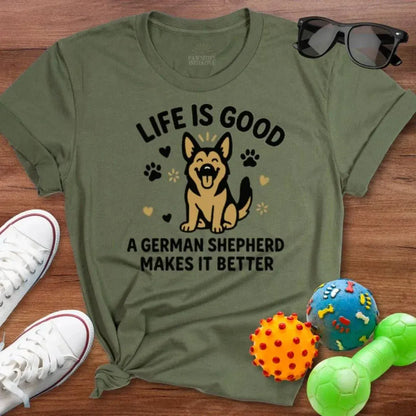 Life is Good GSD Shirt - The Pawsitive Initiative