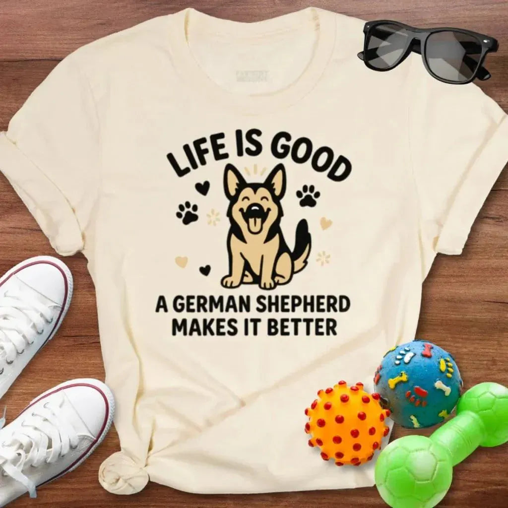 Life is Good GSD Shirt - The Pawsitive Initiative