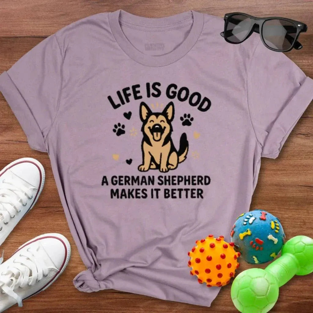 Life is Good GSD Shirt - The Pawsitive Initiative