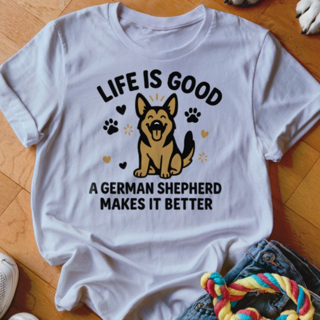 Life is Good GSD Shirt - The Pawsitive Initiative