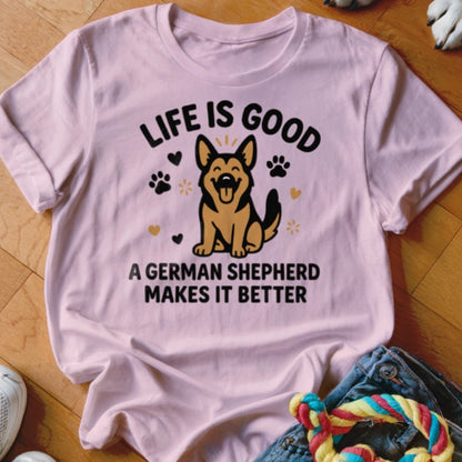 Life is Good GSD Shirt - The Pawsitive Initiative