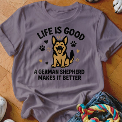 Life is Good GSD Shirt - The Pawsitive Initiative