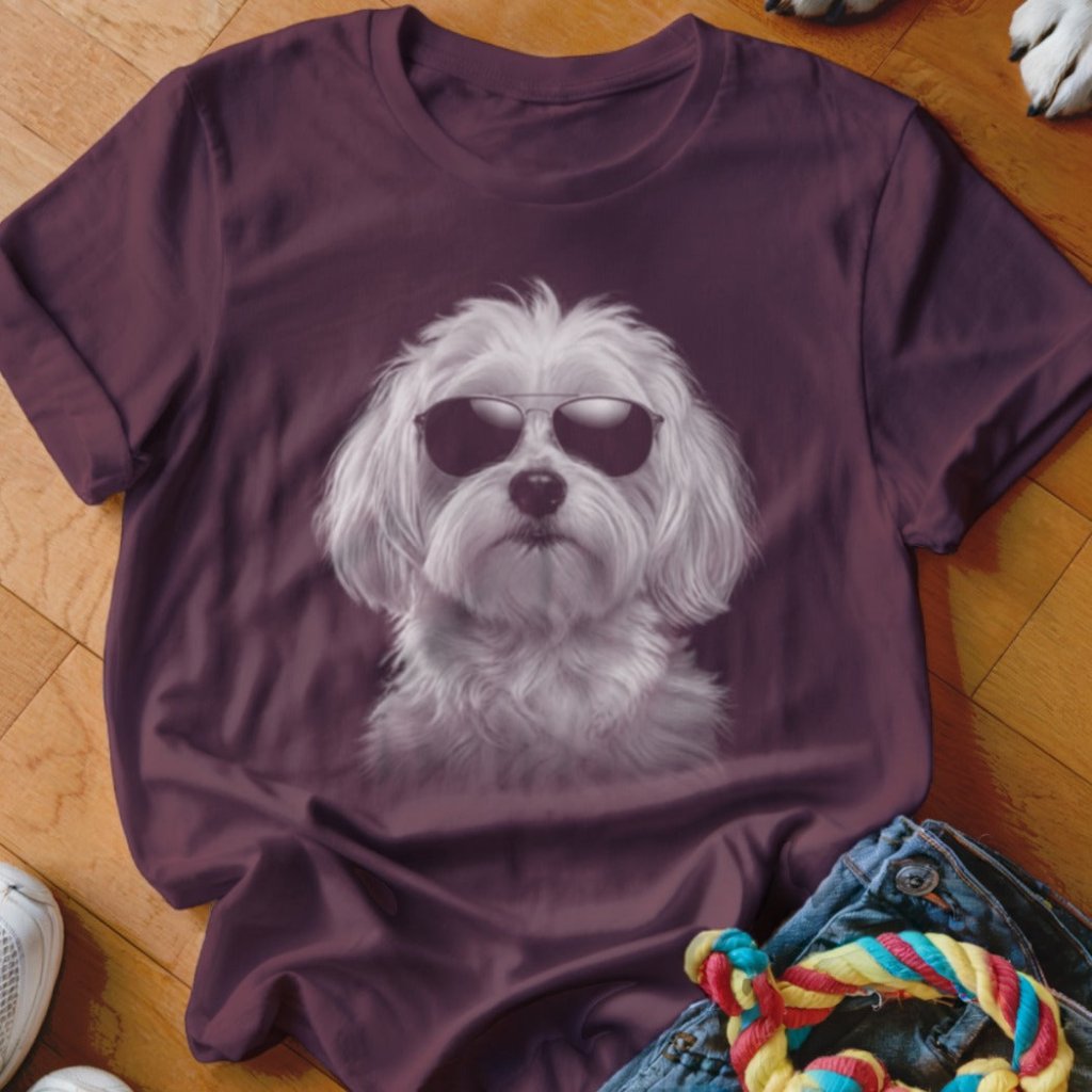 Maltese in Aviators Shirt - The Pawsitive Initiative