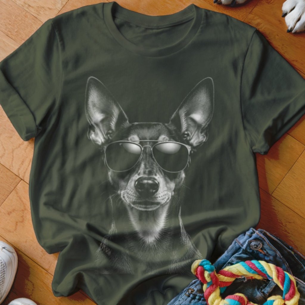 Min Pin in Aviators Shirt - The Pawsitive Initiative